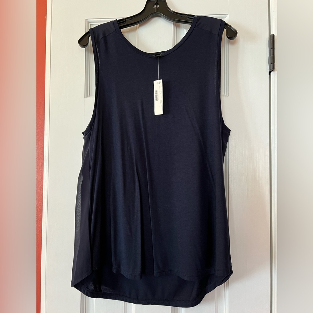 J. CREW NAVY TANK w/ CHIFFON BACK NWT L